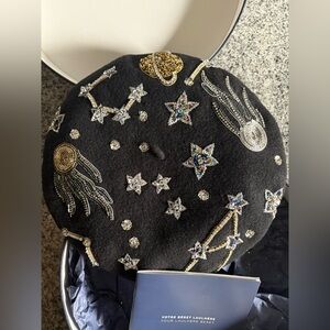 Laulhère Beret with Handstitched Star and Comet Embellishments